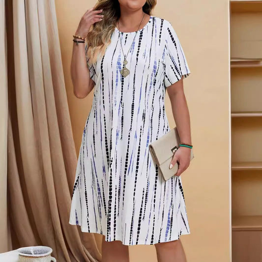 Robe décontractée à imprimé géométrique pour femme, coupe évasée - Annemarie