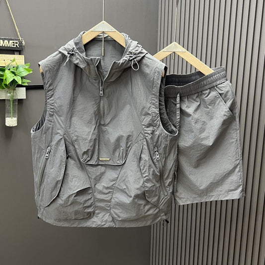 Ensemble de gilets sans manches pour hommes, style utilitaire léger, avec capuche - Pedro