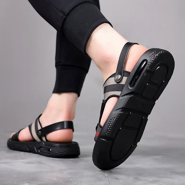 Sandales pour hommes en cuir synthétique avec design croisé - Milan