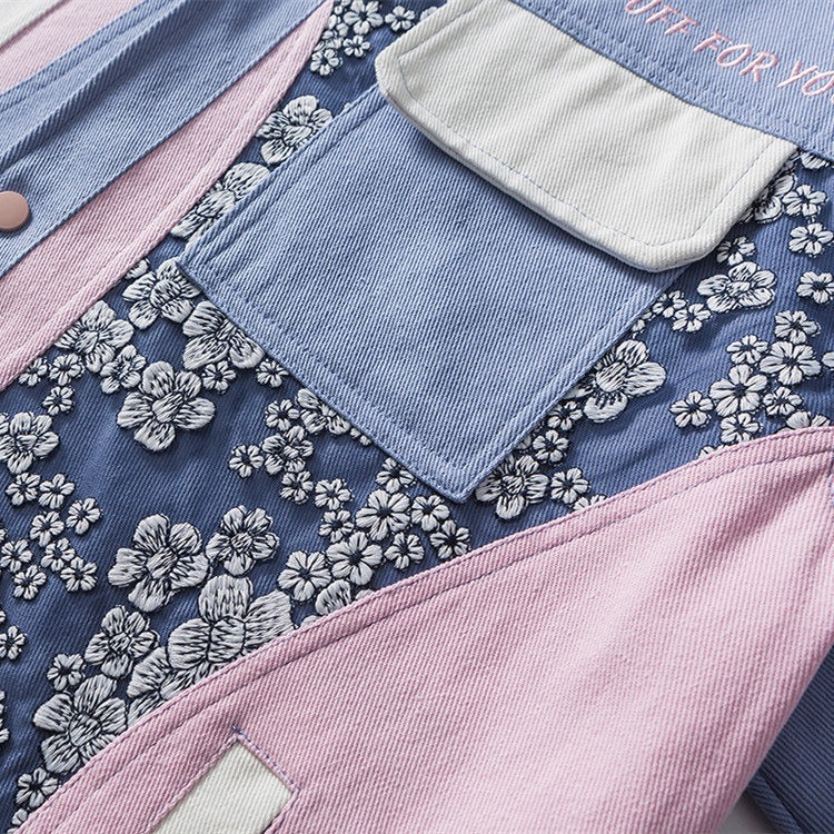 Patchwork-Jacke aus Baumwolle mit Blumendruck für Herren - Elric
