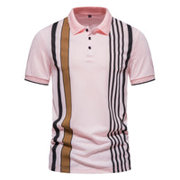 Polo homme en coton avec imprimé de lignes verticales - Matteo