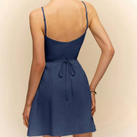 Robe courte ajustée en denim avec boutons pour femmes - Éloïse