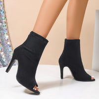 Bottines pour femmes en daim, style peep toe serré - Vanesa