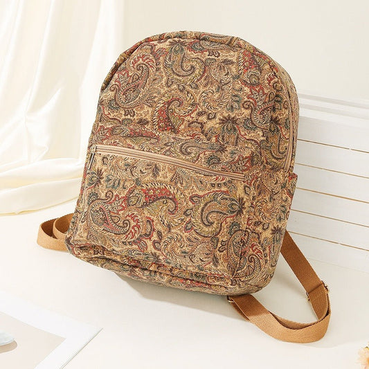 Sac à dos en tissu imprimé de grande capacité style vintage - Francis