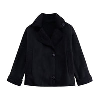 Manteau court à effet de fourrure pour femmes, doublé de peau de mouton - Cloe