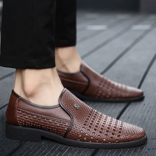 Chaussures habillées respirantes en cuir tressé pour hommes - Damian