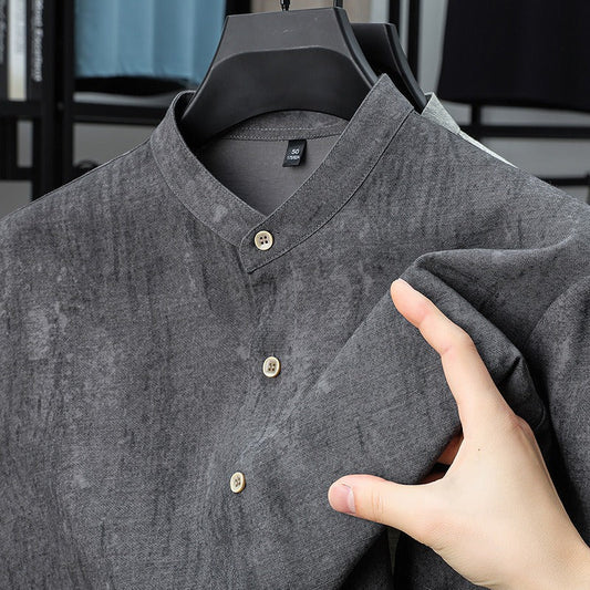 Chemise homme en lin respirant, col mao - Agustin