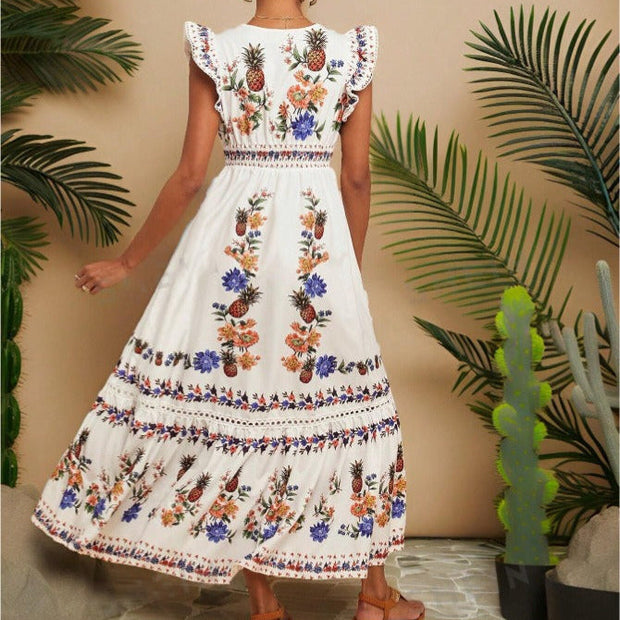 Robe longue brodée de style bohème pour femmes - Ameyal