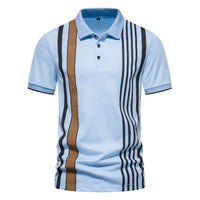 Polo homme en coton avec imprimé de lignes verticales - Matteo