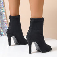 Bottines pour femmes en daim, style peep toe serré - Vanesa