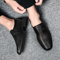 Chaussures habillées respirantes en cuir tressé pour hommes - Damian