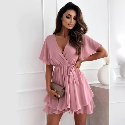 Robe courte à encolure croisée pour femme - Maëlle