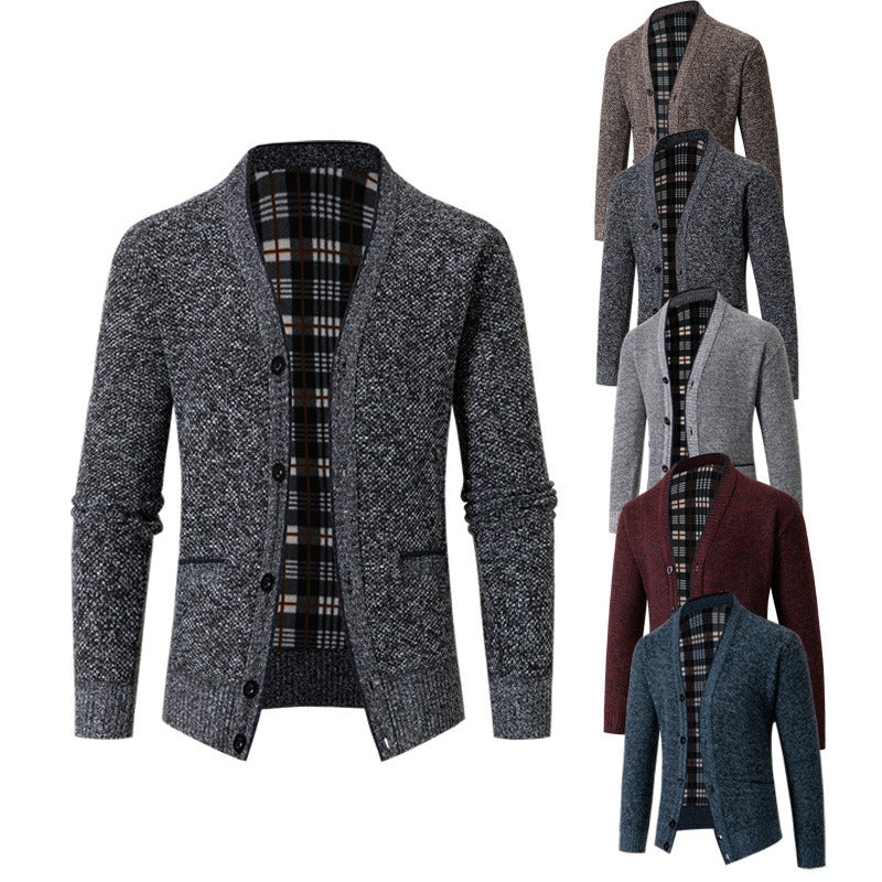 Schottenkaro gefütterte Strickjacke für Herren - Morten