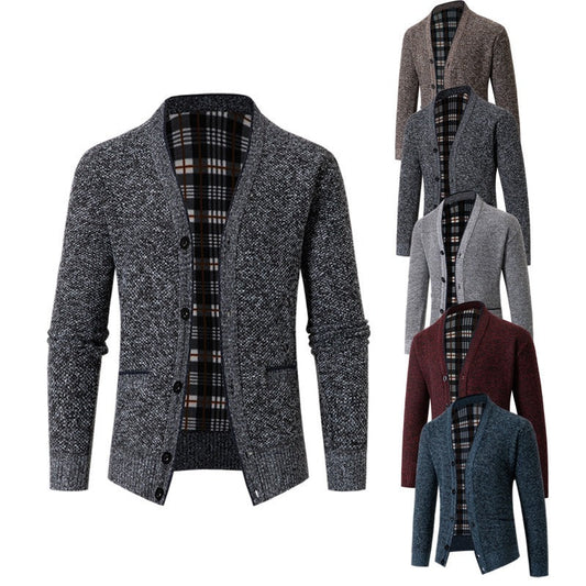Schottenkaro gefütterte Strickjacke für Herren - Morten