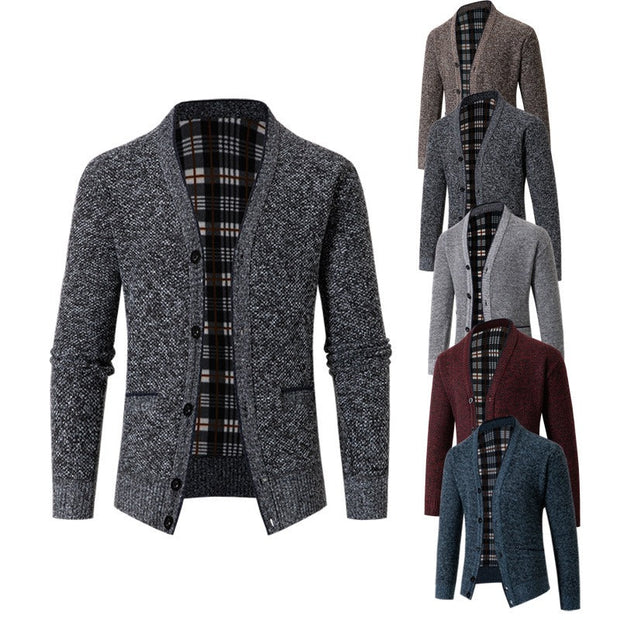 Cardigan tricoté doublé écossais pour hommes, style décontracté - Morten