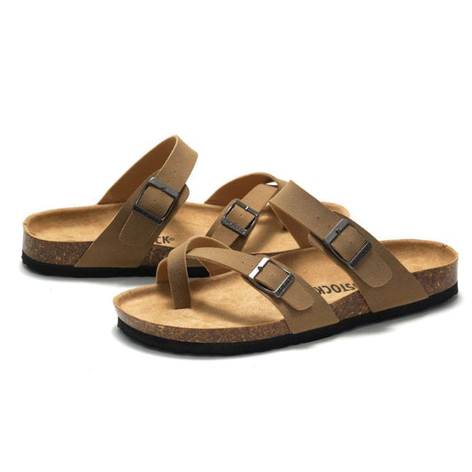 Sandales plates pour femmes avec brides croisées et boucles - Ninfa