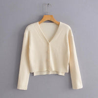 Cardigan côtelé femme coupe courte col en V - Marimar