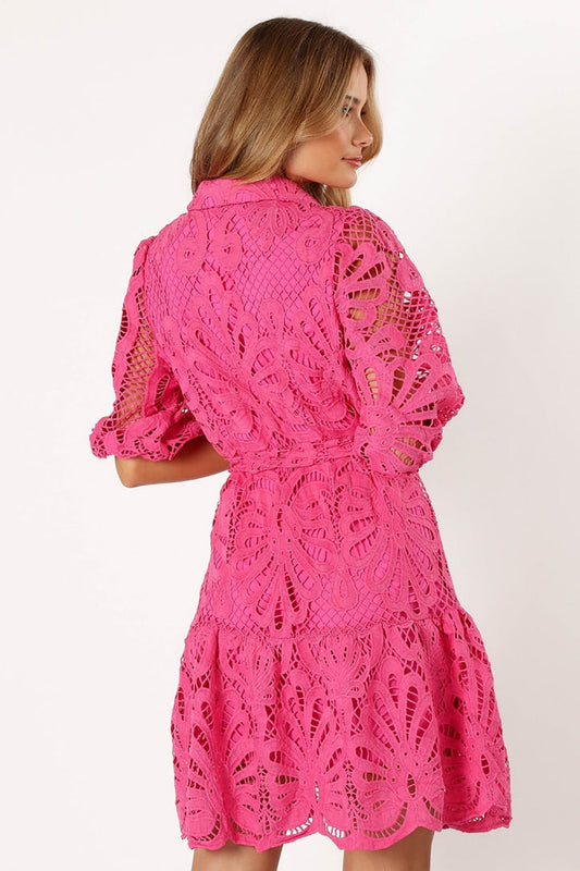 Robe femme dentelle florale manche ballon style romantique - Yanet