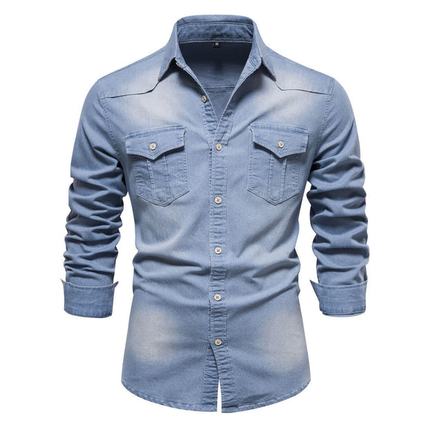 Langärmeliges Denim-Hemd für Männer - Derek