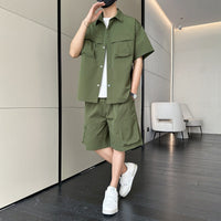 Ensemble d'été pour hommes, poches utilitaires, style décontracté - Kenji