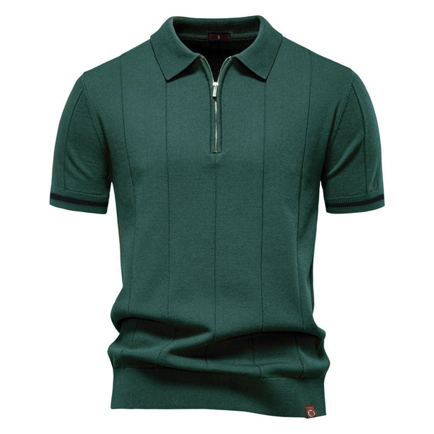 Polo classique à manches courtes en maille zippée pour hommes - Baptiste