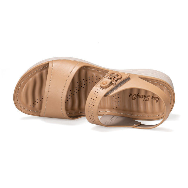 Sandales orthopédiques confort pour femmes avec semelle compensée en cuir synthétique - Nala