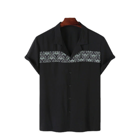Chemise décontractée à manches courtes pour hommes avec broderie géométrique - Sven