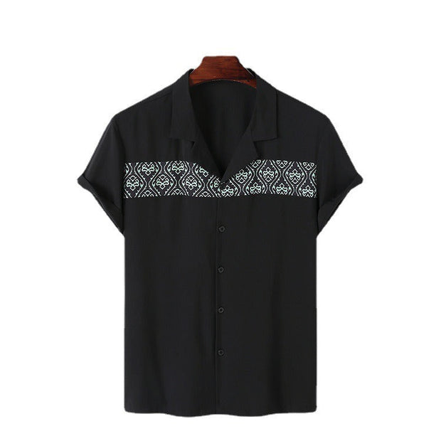 Chemise décontractée à manches courtes pour hommes avec broderie géométrique - Sven