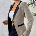 Damen Jacke Tweed Stoff Kontrast Revers eleganten Stil - Noémie