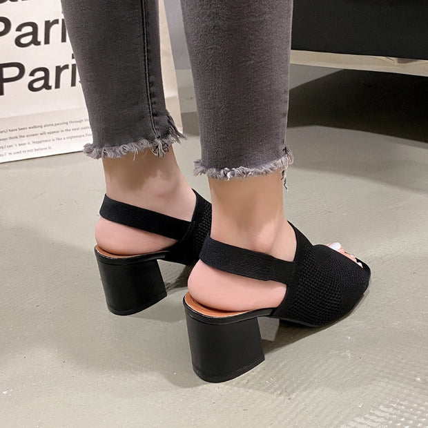 Sandales à talons larges en tissu respirant pour femmes - Danitza