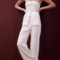 Ensemble femme élégant corset structuré avec pantalon droit - Leticia