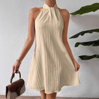 Robe dos nu plissé avec ceinture pour femme - Eléa