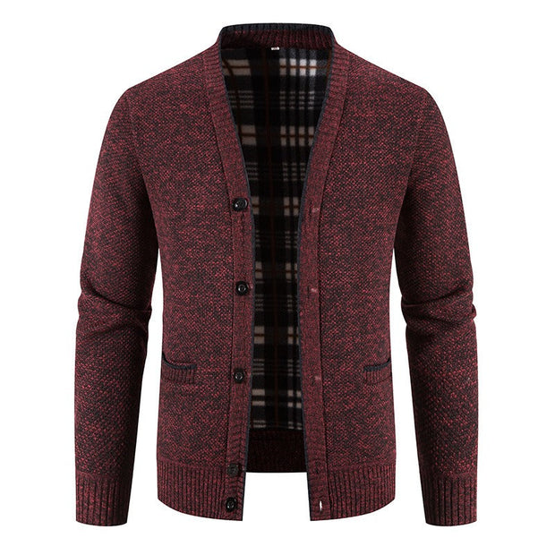 Cardigan tricoté doublé écossais pour hommes, style décontracté - Morten