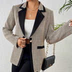 Damen Jacke Tweed Stoff Kontrast Revers eleganten Stil - Noémie