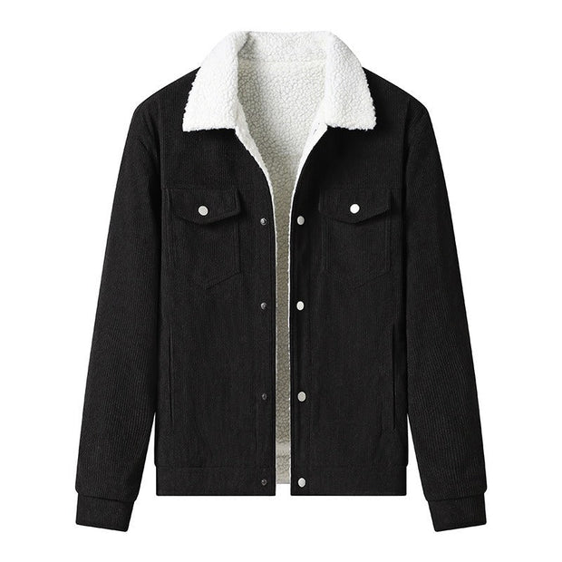Veste en velours côtelé pour homme, doublée en polaire, style décontracté - Alain