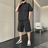 Ensemble d'été pour hommes, poches utilitaires, style décontracté - Kenji