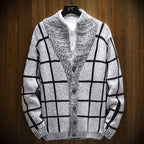 Karierte Strickjacke mit Revers - Adrien