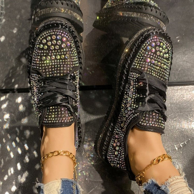 Baskets décontractées à plateforme pour femmes avec strass synthétiques - Lidia