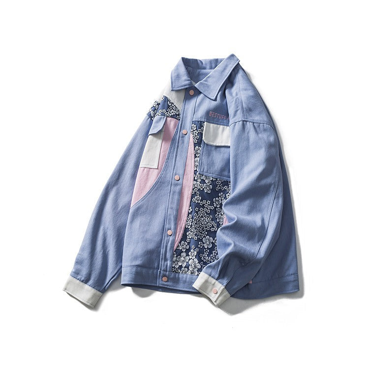 Patchwork-Jacke aus Baumwolle mit Blumendruck für Herren - Elric