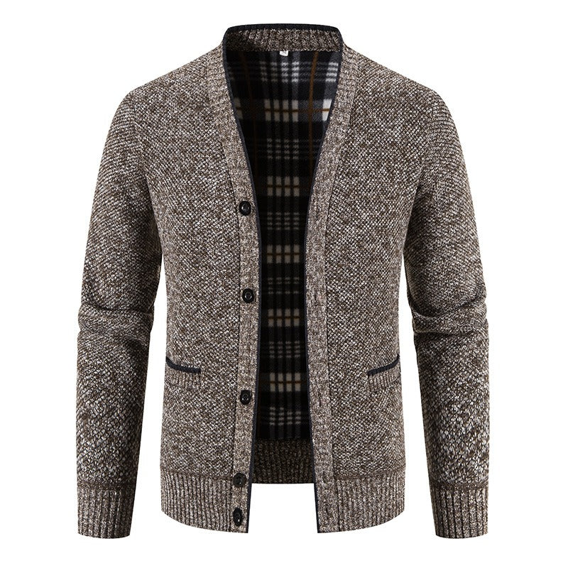 Schottenkaro gefütterte Strickjacke für Herren - Morten