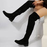 Hohe Overknee-Stiefel aus synthetischem Wildleder für Damen - Lianne