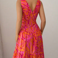 Robe femme à bretelles imprimées coupe évasée - Priscila