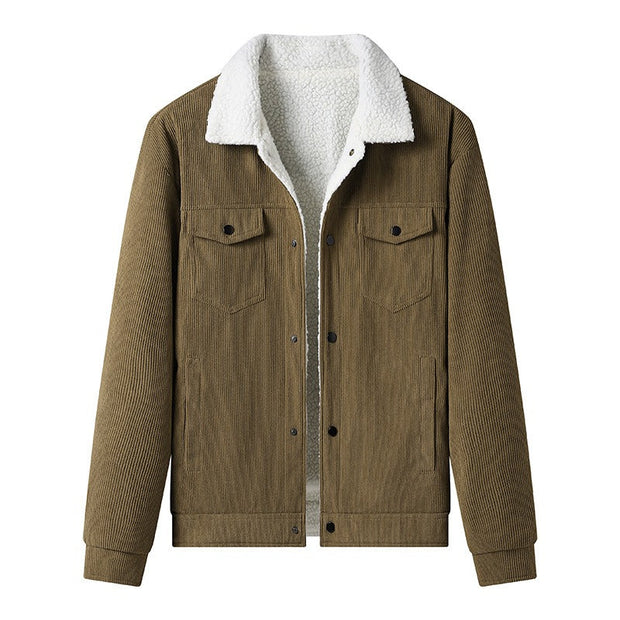 Veste en velours côtelé pour homme, doublée en polaire, style décontracté - Alain