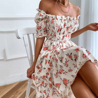 Geblümtes Midikleid mit Puffärmeln im Vintage-Stil für Damen - Julieta