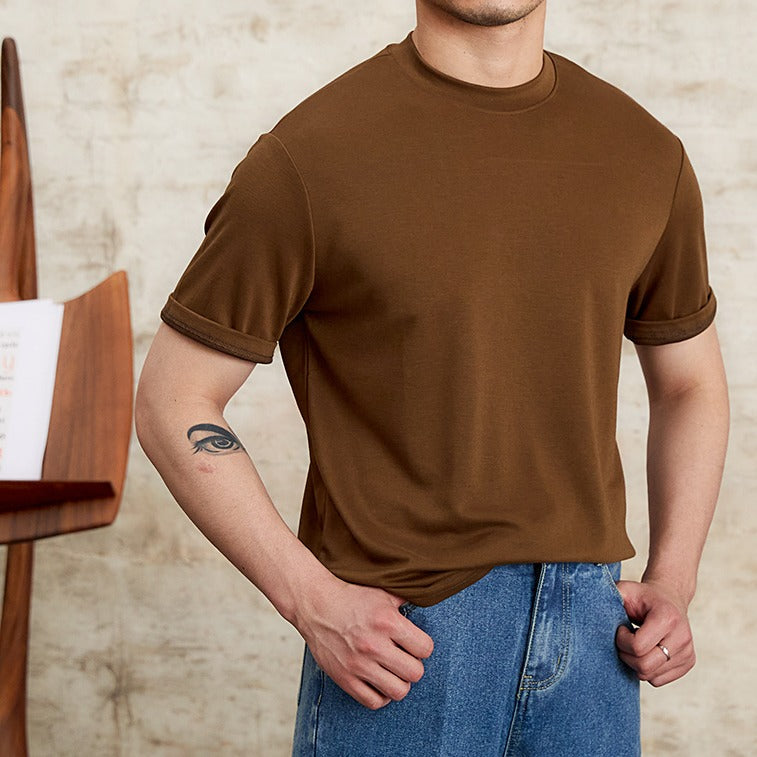 Herren-T-Shirt weiches Stretchgewebe klassischer Schnitt - Elias