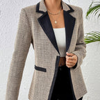 Damen Jacke Tweed Stoff Kontrast Revers eleganten Stil - Noémie