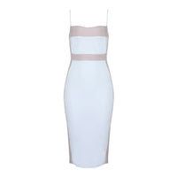 Robe midi pour femme à fines bretelles et design bicolore - Teresa