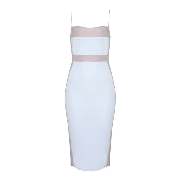 Robe midi pour femme à fines bretelles et design bicolore - Teresa