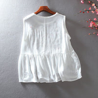 Blouse sans manches brodée de fleurs de Bohème - Alondra