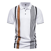 Polo homme en coton avec imprimé de lignes verticales - Matteo
